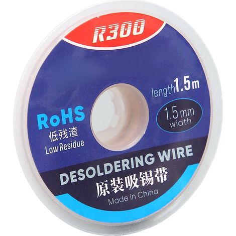 Fil à dessouder à conduction thermique rapide et puissante, en cuivre écologique, pour circuits imprimés électroniques (1,5 m x 1,5 mm).