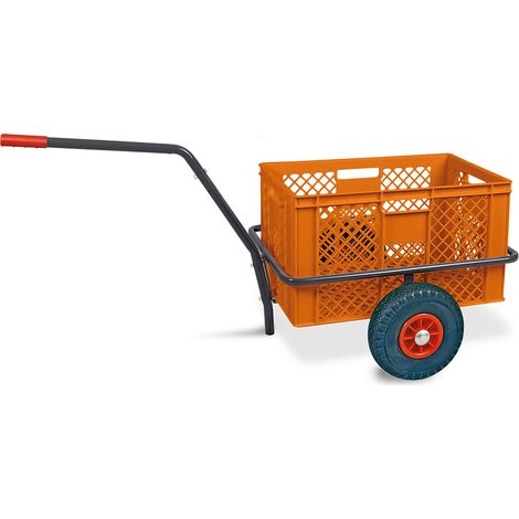 BRB Handwagen mit Kunststoffkorb H 320 mm, LxBxH 1250x640x660 mm, Tragkraft 200 kg (orange)