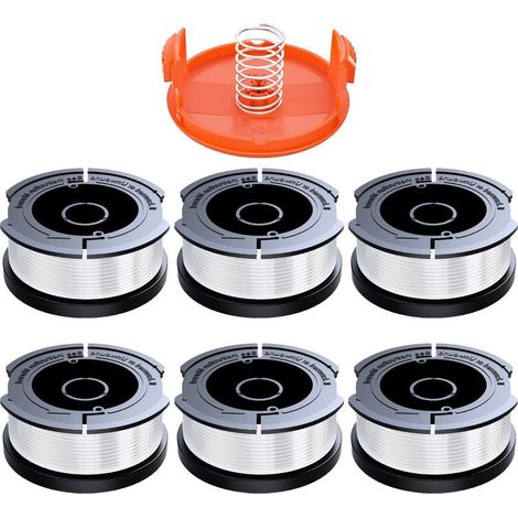 6 Pièces Bobine Fil Coupe Bordure Compatible avec Black et Decker,Ø1,65mm avec 10m Fil Coupe Bordure,Contient 6 Bobines de Coupe de Rechange,1 Couvercle de Bobine de Rechange et 1 Ressort de Rechange (1/5)