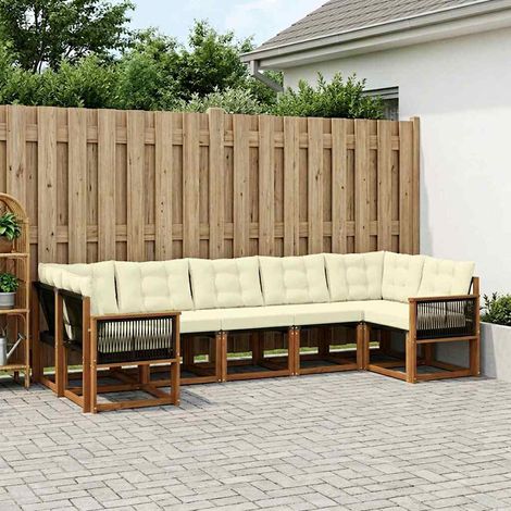 vidaXL Outdoor-Sofagarnitur mit Kissen 7 pcs Natur und Creme (1/5)
