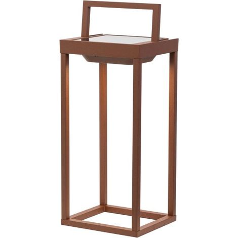 Zafferano - Lanterna Home solar 2 a led 37,3cm - Lampada da parete e da tavolo 2W con batteria e sensore crepuscolare - Corten