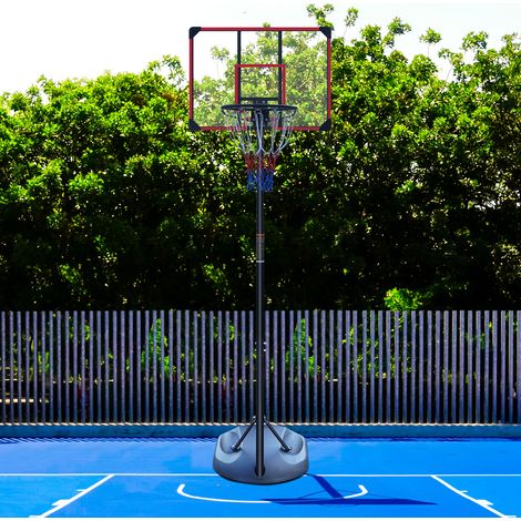 Canestro da basket da esterno regolabile 228,6-280,42 cm con ruote, nero e rosso DESVIAE (1/5)