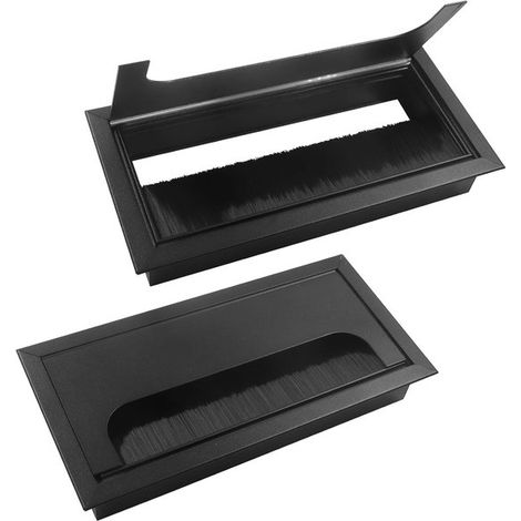 Couverture Câbles - 2 pièces - Rectangulaire - Organiseur de Câbles - Aluminium - Goulotte de Câbles Bureau - Passage de Câbles avec Fermeture à Brosse - Fermeture à Brosse - Pour Bureau à Domicile Ba (1/5)