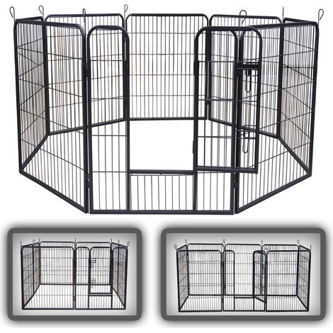 zoomundo Parc Enclos pour Chiot - 8 Panneaux - XL - BLACK EDITION