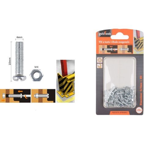 Kaela - Set 29 Pz Viti Vite Testa A Croce Tonda 4x10 Mm Con Dadi Dado Esagonale M4 90958 - (1/2)