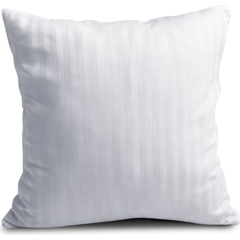 Damast-Kissenbezug weiß, 1 cm Streifen (40x40-1)