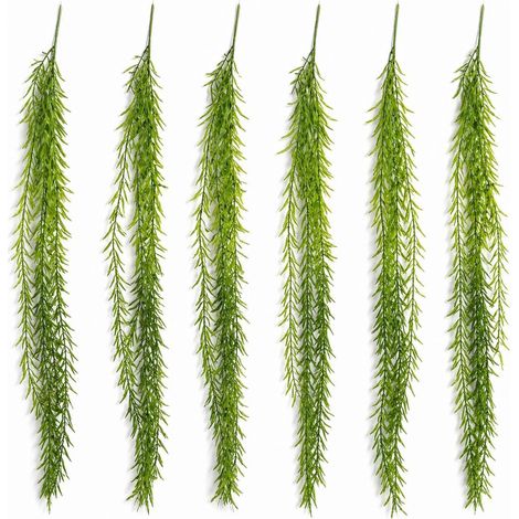 Pack of 6 x 100cm Artificial Trailing Rhipsalis Style Hanging Plant - Dark Green Tips (1/5)