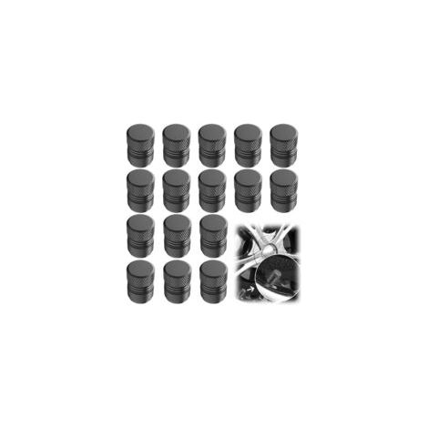 Lot de 16 bouchons de valve de pneu - En aluminium anodisé - Résistant à la corrosion - Universel - Pour voiture, moto, camion et vélo - Noir (1/5)