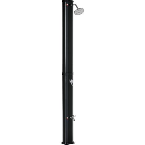 Douche solaire extérieure 35L douche de jardin plage piscine solaire avec pommeau et robinet thermomètre intégré eau froide et chaude max. 55°C PVC ABS dim. 17,5l x 14,5l x 216H cm noir