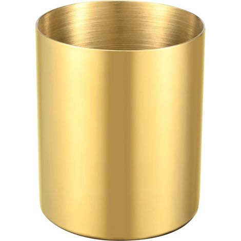 Pot à crayons doré pour bureau, pot à crayons en acier inoxydable, pot à stylos, vases, pot à fleurs, support pour pinceaux de maquillage, accessoire de bureau（9.57.5cm） (1/3)