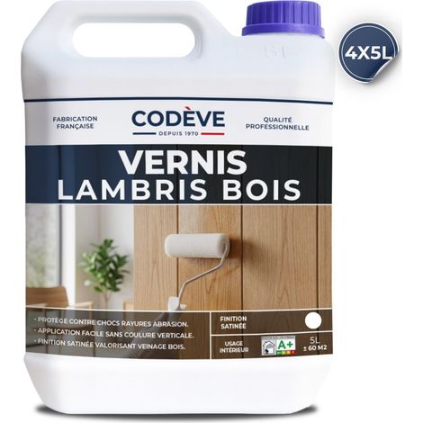 Vernis Lambris Bois - 4x5 L - Codeve Bois - Pour Protéger Un Lambris En Bois De Sapin, Douglas, épicéa Ou Frêne.