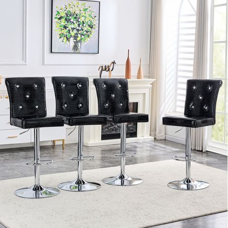 Conjunto 4 sillas de bar tapizadas PVC negro OKMYHOME (1/5)