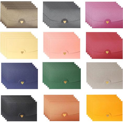 Petites enveloppes pour cartes de vœux, porte-cartes, enveloppes spéciales en papier en forme de cœur estampées à l'or fin, petites