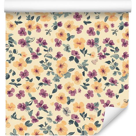 Papier peint fleuri crème et beige pour salon et chambre 50x1000 cm (1/5)