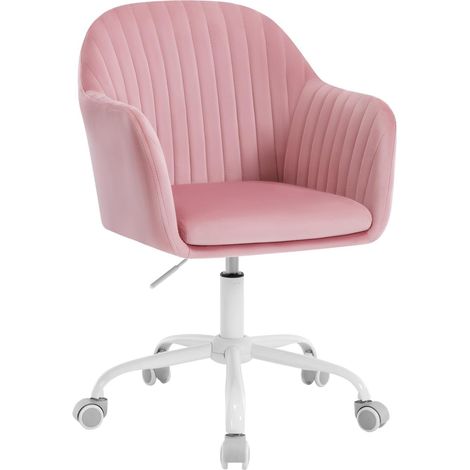 WOLTU Silla de Oficina Ergonómica Acolchada de Terciopelo Escritorio Giratoria con Ruedas Altura Regulable, Rosa