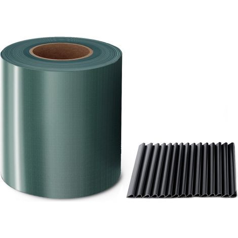 MIDORI® PVC Sichtschutzstreifen 35 m x 19 cm Doppelstabmatten Zaunfolie Zaunblende Clips Grün (1/5)
