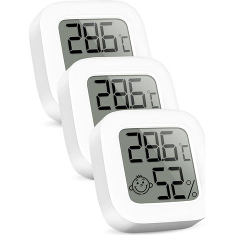 Mini Thermomètre Numérique LCD - Thermomètre et Hygromètre d'Intérieur, Thermo-Hygromètre, Humidomètre pour Chambre de Bébé, Salon, Bureau, Serre, Cave à Vin, 3 Pack (1/5)