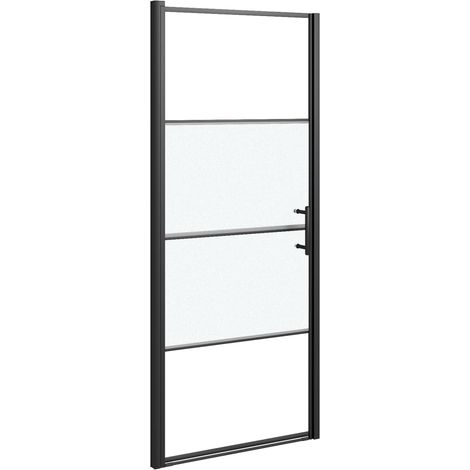 Parete Doccia 81x195cm in Vetro Temperato Semi Smerigliato Nero vidaXL