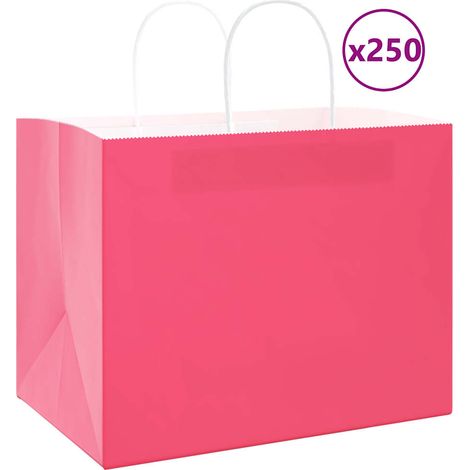 Papiertragetaschen 250 Stk. mit Henkeln Rosa 32x22x24 cm