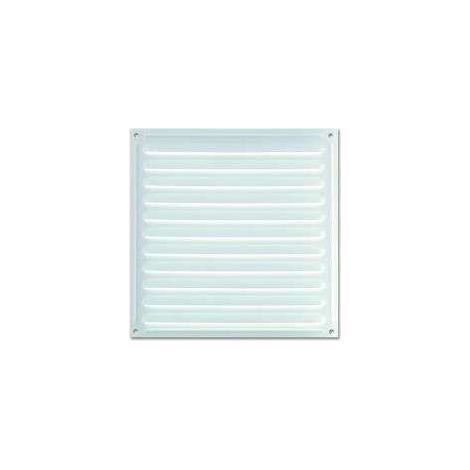 rejilla de ventilación cuadrada. aluminio. lacado blanco. 17 x 17 cm. orificios en esquina. lamas horizontales fijas - b