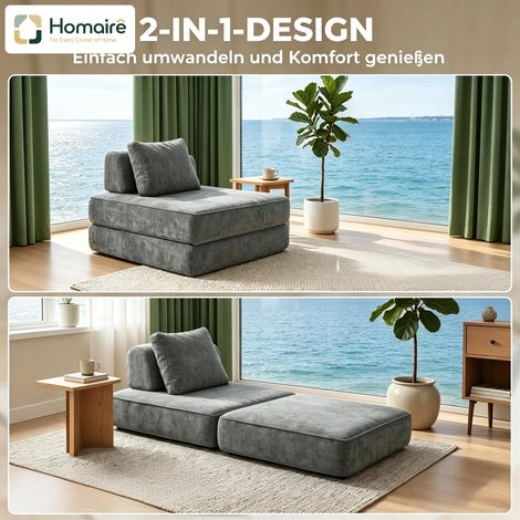 Graues Polyestersofa 97 x 97 x 70 cm HOMAIRE (1/5)