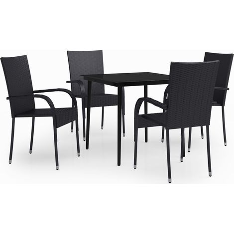Ensemble à manger de jardin 5 pcs Mobilier de jardin Noir (1/5)