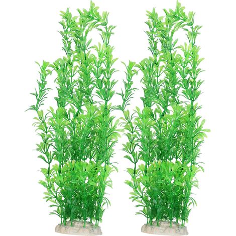 Lot de 2 feuilles de fausse herbe à cacahuètes en plastique pour aquarium, idéales pour décorer tortues et poissons. (1/5)