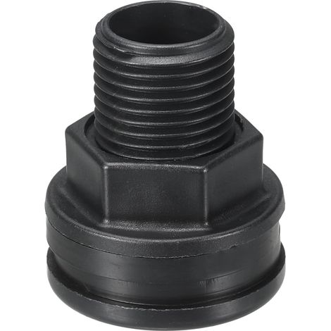 Raccord de Passage en Polypropylène 1/2", Connecteur de Réservoir d'eau à Passage avec Joint d'Étanchéité en Silicone pour Tuyau d'Arrosage de Jardin, Seaux de Pluie, Noir (1/5)