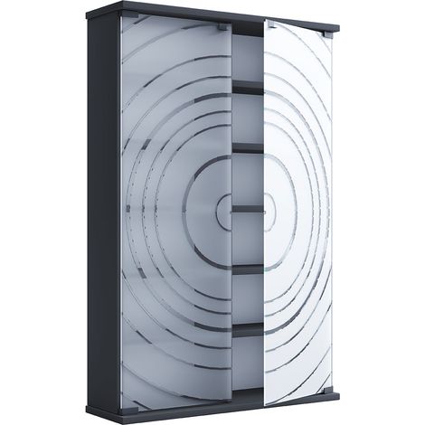 Porte en verre d'étagère de support de CD de bois Tilano L 92x60x18 - VCM