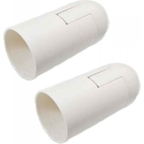2 Pezzi Portalampade E14, Portalampada in Termoplastico Bianco Slim Cilindro