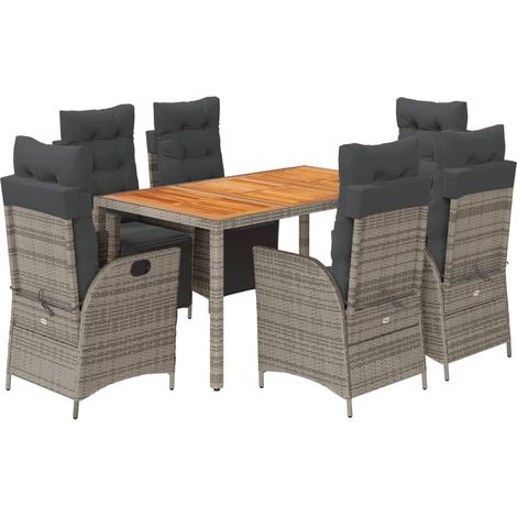 vidaXL Set da Pranzo da Giardino 7 pz con Cuscini in Polyrattan Grigio (1/5)