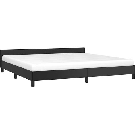 Vidaxl – Cadre de lit noir 200x200 cm avec tête de lit – Similicuir durable – Lattes en contreplaqué pour soutien optimal – Design moderne (1/5)