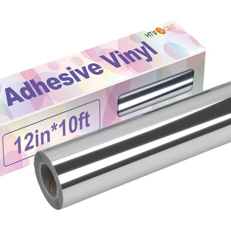 Vinilo adhesivo para aplicaciones decorativas, compatible con máquinas de corte para manualidades, color plata metalizado, 30 x 300 cm (12 pulgadas x 10 pies). (1/2)