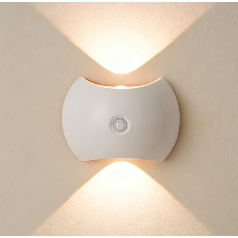 Applique Murale LED Sans Fil Rechargeable avec Détecteur de Mouvement - Fixation Magnétique, Éclairage Haut/Bas 3 Températures de Couleur pour Chambre, Couloir & Escalier - Blanc (1/5)