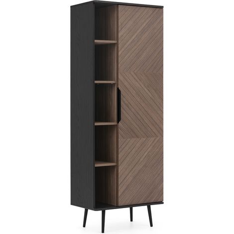 Vitrinenschrank in graphit mit Holzoptik PRETORIA-132 (1/5)
