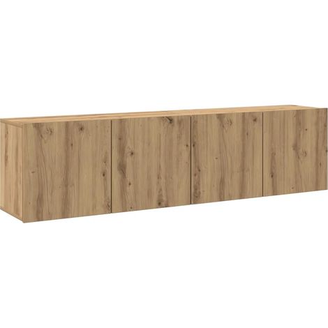 Lot de 2 meubles TV muraux design pratique 80 x 30 x 41 cm en bois d'ingénierie chêne artisanal