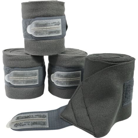 EQuest Fleece Bandage Act-Line für Pferde, 4er Set - Anthrazit