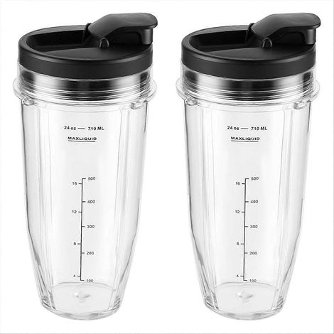 4 pièces mixeur tasses pièces de remplacement 24oz avec couvercles mixeur tasses (1/5)