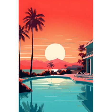 Tableau sur toile coucher de soleil tropical 30x45 cm - Impression sur Toile Murale Décorative - Image imprimée en HD sur Toile - Toile sur Châssis en Bois FSC - Fabriqué en France (1/5)