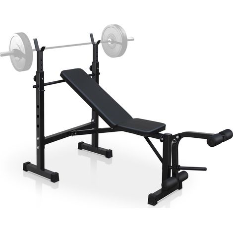 Banc de musculation olympique pliable avec rack à squats et coussin en cuir pour entraînement complet à domicile (1/5)
