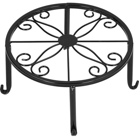 Support à plantes sur pied, étagère à un seul niveau pour pots de fleurs, pour balcon ou salon (noir) (1/5)