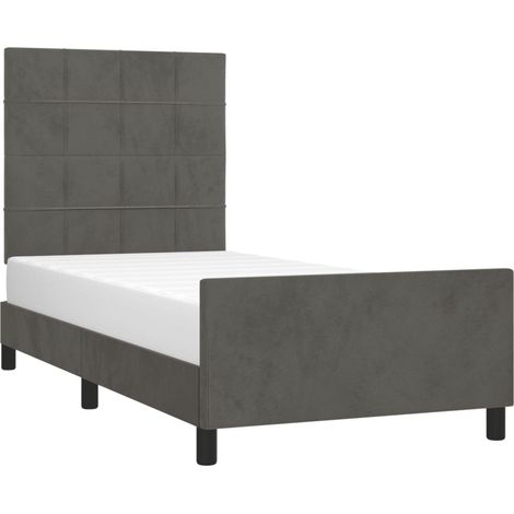vidaXL Giroletto senza Materasso Grigio Scuro 100x200 cm Velluto (1/4)