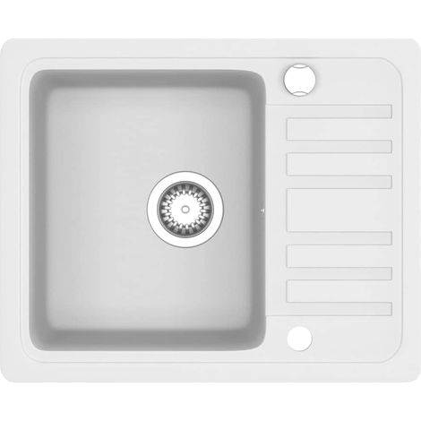 Maison Exclusive - Fregadero de cocina con un seno granito blanco (1/5)