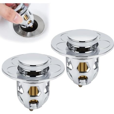 Bonde de lavabo - Universel - 2 Pièces - Anti-Clogging - Diamètre 30-40 mm - Type Poussoir (1/4)