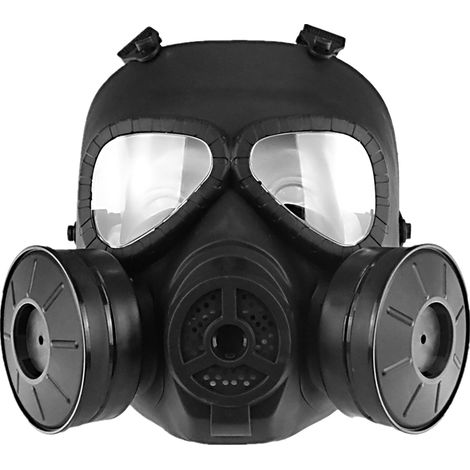 Masque à gaz anti-buée avec double ventilateur Masque de protection pour Airsoft Paintbal, noir (1/5)