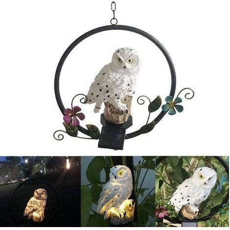 Lampe Solaire De Jardin - Design Hibou - Étanche IP44 - Avec Crochet Métallique - 2 Unités (1/5)