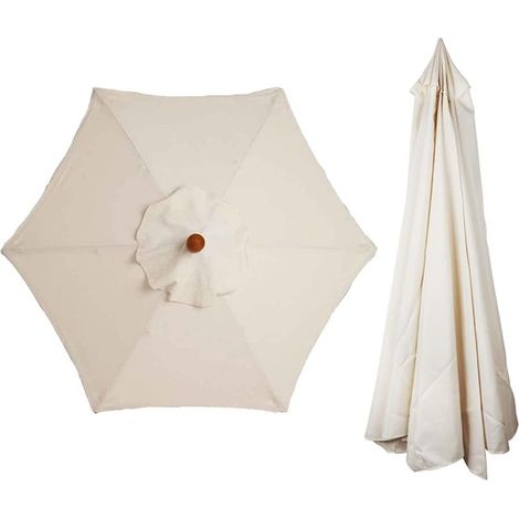 Aiperq – Housse de parasol 3m – 6 baleines – Imperméable polyester double couche – Anti-UV et respirante – Pour cadres en bois, acier, aluminium (1/5)
