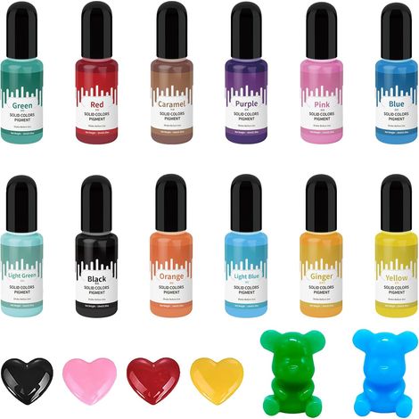 Lot de 12 pigments de couleur de 10 ml pour poudre de coulée, 12 couleurs, pour poudre de fonderie, béton, plâtre, revêtements de ciment et céramique (1/5)