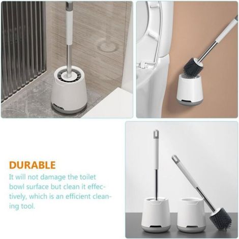 Brosse WC - Tete En Silicone Et Poignee En PP - Montage Mural Ou Au Sol - Sechage Rapide - 1 Unite (1/4)