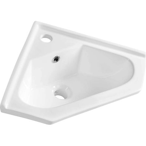 Aqualine Sanitari in ceramica - Lavamani ad angolo 41x18x41 cm, con troppopieno e foro per miscelatore, bianco 1601-40